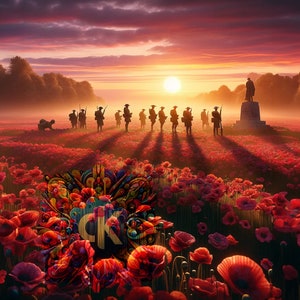 Remembrance Amidst the Poppies, Remembering The Fallen, Remembrance Digital Art