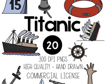 Titanic Clipart, Original Images, Color and Black & White | Commercial License, Coloring Activity