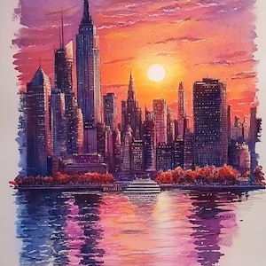 Carte d'anniversaire pittoresque de la ville de New York Carte d'anniversaire de la ville Idées cadeaux pour les amateurs de voyage Cadeau pour un ami Cadeau pour voyageur amateur Téléchargement numérique