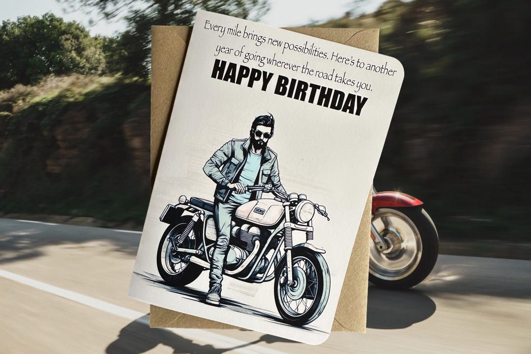 Motorbike Birthday Card For Boyfriend, Funny Motorcycle Birthday Cards For Husband Or Partner