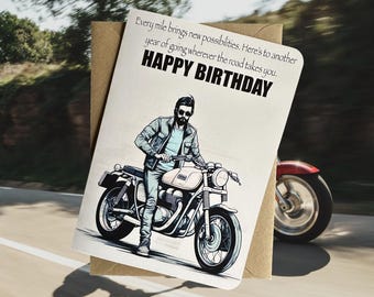 Motorcycle Birthday Card Biker Birthday Card Gift for Motorcycle