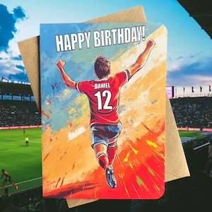 Tarjeta de cumpleaños de fútbol personalizada Tarjeta de cumpleaños de fútbol personalizada Regalo para hijo loco por el fútbol Regalo para nieto Tarjeta de cumpleaños de futbolista
