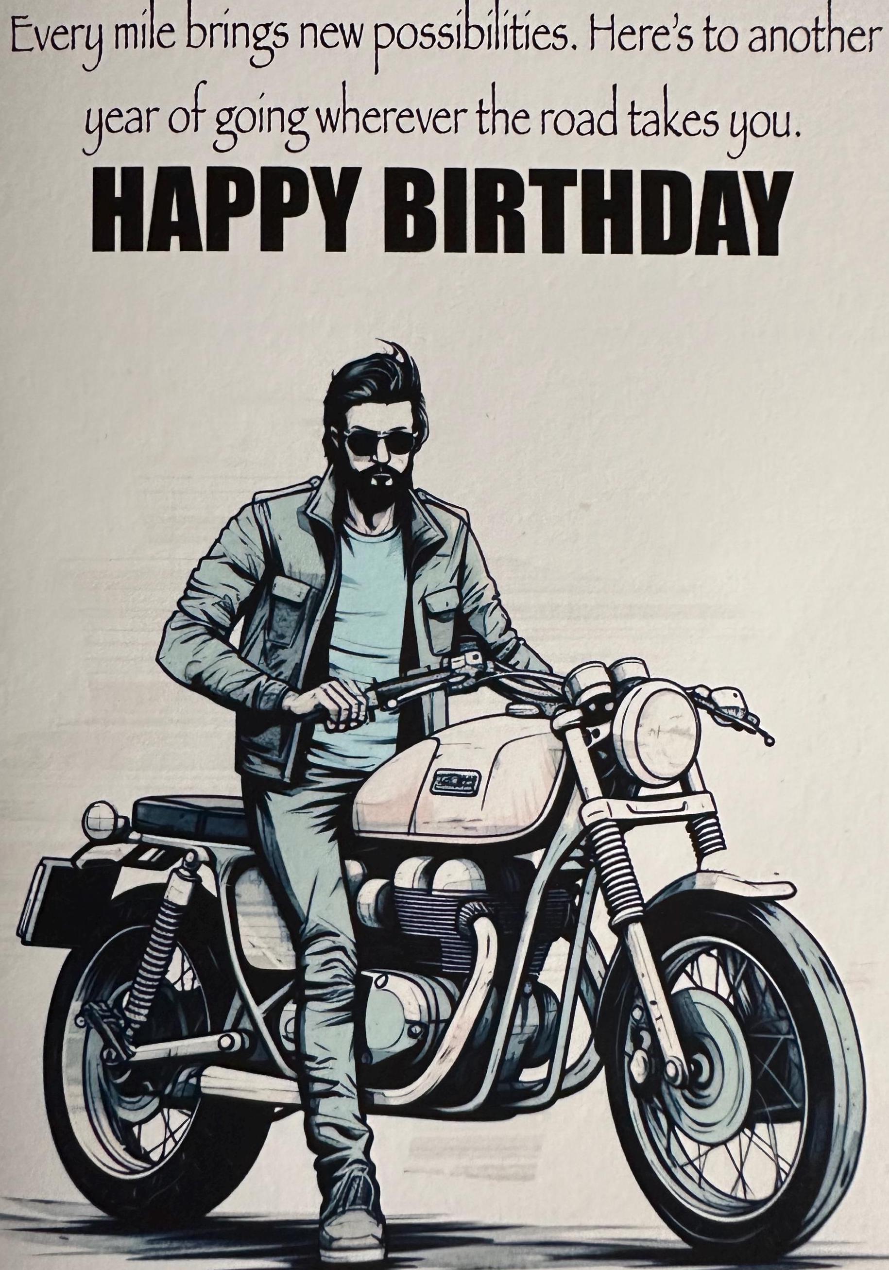 Motorbike Birthday Card For Boyfriend, Funny Motorcycle Birthday Cards For Husband Or Partner - View #3