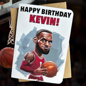 Personalisierte Basketball Geburtstagskarte Lebron James Geburtstagskarte Geschenk für Basketball Fanatiker Geschenk für Basketball Spieler Geschenk für Sport Fan