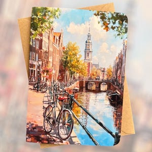Tarjeta de cumpleaños con la pintoresca ciudad de Ámsterdam Tarjeta de cumpleaños con el canal de Ámsterdam Ideas de regalo para amantes de los viajes Regalo para un amigo Regalo para mochileros