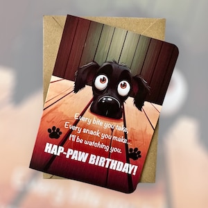 Divertente biglietto di auguri di compleanno per cani, biglietto di auguri di compleanno per cani impertinenti, biglietto di auguri di compleanno per amanti dei cani, biglietto di auguri di compleanno con meme sui cani, compleanno di Hap-paw
