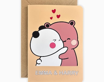 Bubu and Dudu Card Anniversary Card Gift for Partner Cute Card for Partner Gift for Boyfriend Cute Bear Card Personalised Card