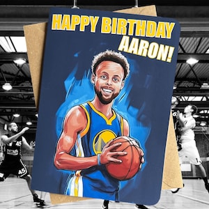 Cartão de aniversário personalizado de basquete Cartão de aniversário de Steph Curry Presente para fanático por basquete Cartão de presente para jogador de basquete Fã de basquete