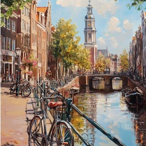 Tarjeta de cumpleaños de Ámsterdam, Países Bajos Tarjeta de cumpleaños de ciudad Ideas de regalo para amantes de los viajes Regalo para amigo Regalo para mochileros Descarga digital