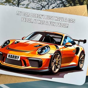 Personalised Supercar Birthday Card Customised Car Birthday Card Gift for Car Lover Gift for Car Mad Friend Petrol Head Birthday Card