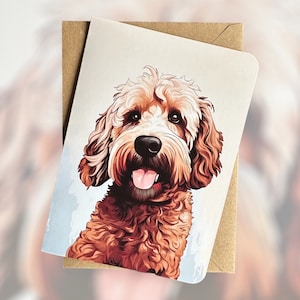 Cartão de aniversário de cachorro Labradoodle Cartão de aniversário de retrato de Labradoodle Cartão de amante de cães Cartão de novo filhote Cartão de aniversário de Labradoodle Labradoodle