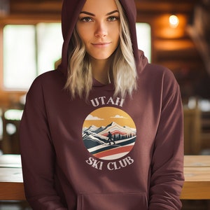 Retro Hoodies Vintage Hoodie Utah Skier Hoodie Comfortable Hoodies Women Hoodie Men Hoodies Retro Hoodie Minimalist