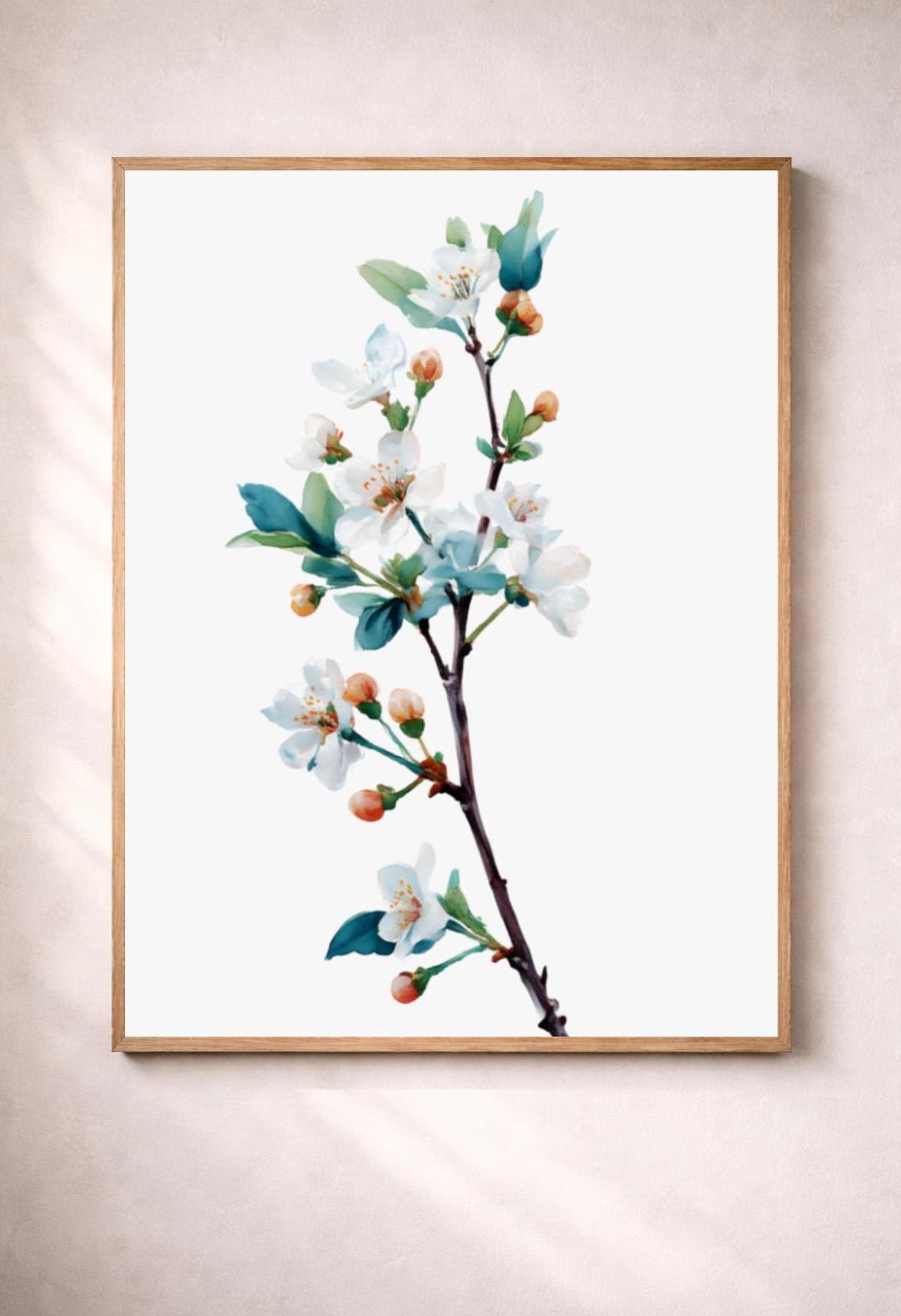 White Cherry Blossom Branch Poster | Matte Vertical Poster, Botanical ...