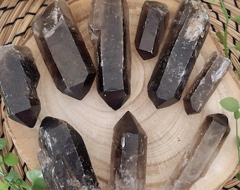 Punta de cuarzo ahumado de grado A - Cristal de origen ético procedente de Brasil