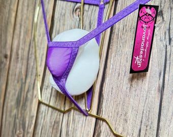 jovanadesign Nano of Nano String - Purple See Through Mesh, Extreme Little Suit, Swimwear, Underwear - Handmade in UK