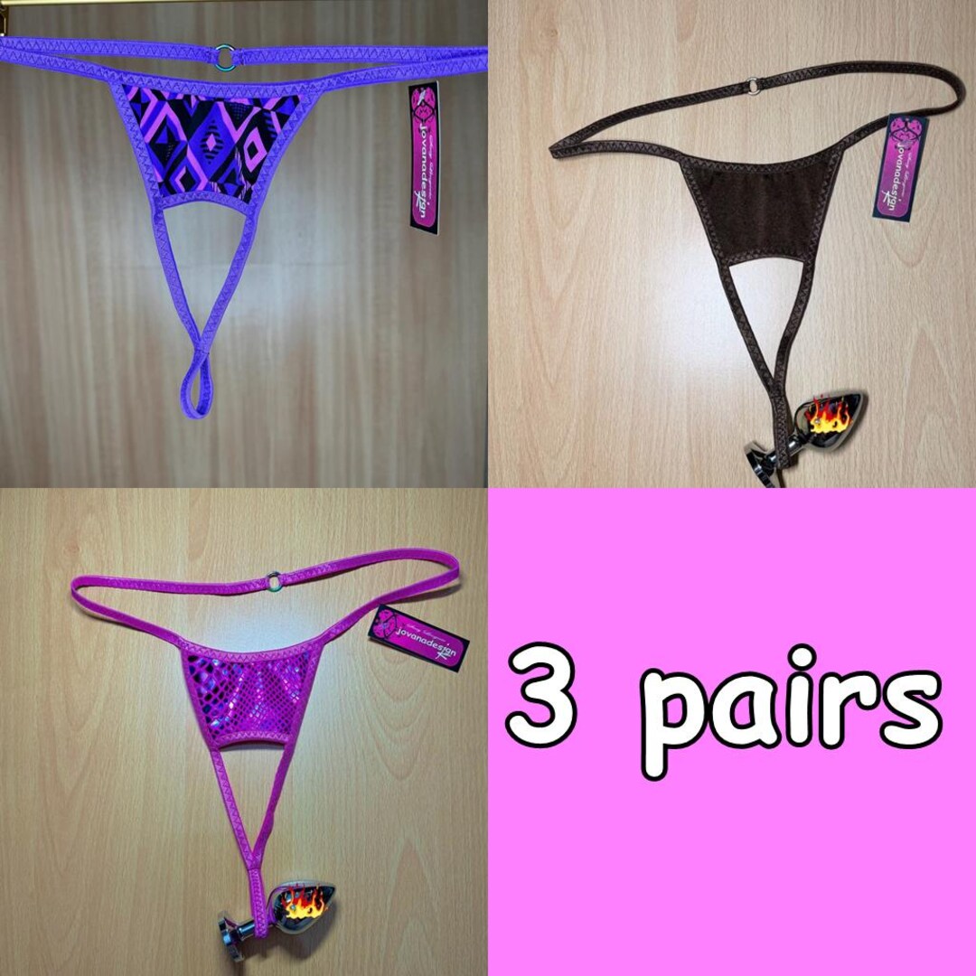 Jovanadesign 3 X Open Front String Size S Extreme Ouvert Mens Plug ...