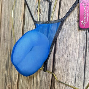 jovanadesign Big Bag String Push Out Tanga pour homme Big Bulge Enhancer Costume tanga pour homme Bleu royal Maillot de bain en résille/Charbon de bois Sous-vêtements faits à la main au Royaume-Uni