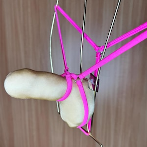 jovanadesign Separater LiftEnhancer String Extreme Herren Offener Anzug - Neon Pink - Unterwäsche Bademode Handmade in UK
