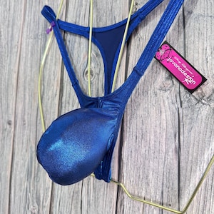 Tanga Harry Push Out para hombre de Jovanadesign, azul real intenso y brillante, Mystique, hecho a mano en el Reino Unido.