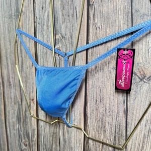 jovanadesign Peter Mens Mini String Periwinkle Blue Extreme Seamless Swimwear Underwear Handmade UK