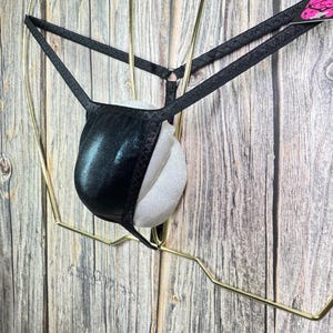 jovanadesign Nano String - Black Shiny Metallic - Micro Mini Tanga Mens Extreme Sexy Suit - Swimwear, Underwear Handmade in UK