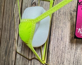 jovanadesign Nano of Nano String Neon Yellow Solid Extreme Micro Swimwear Underwear Handmade in UK