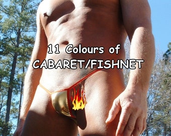 Extreme Small String - CABARET/FISHNET - Mens Micro Swimwear, Underwear, Choose your favourite colour and back! - Handmade in UK