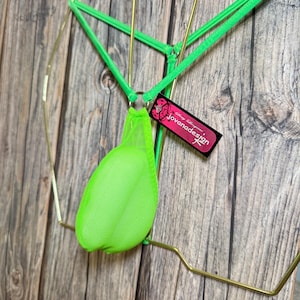 jovanadesign Alex Narrow Mens Transparent Teardrop String Ring Front Neon Green See Thru Mesh/Glo Green Swimwear Underwear Handmade in UK