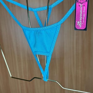 jovanadesign Open Front String - Tropisches Blau - Misty Turquoise - Extrem Herren Ouvert String, Open Back Bademode Unterwäsche handgefertigt in UK