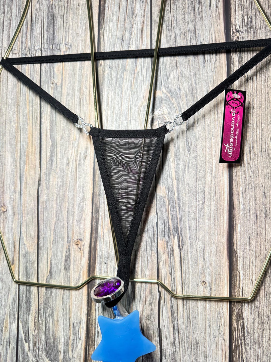 Jovanadesign Ladies Mini Plug Back String See Through Black Mesh ...