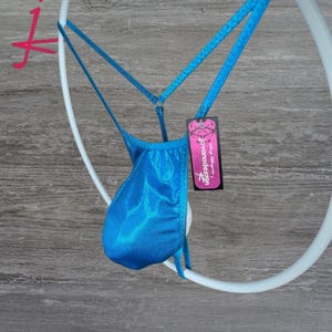 jovanadesign Low Joe String, Snug Fit Narrow Men Tanga Bulge String, Turquoise Shiny Mystique, Underwear, Swimwear Handmade in UK