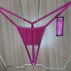 jovanadesign Open Front String Size S Burgundy Vine Solid Extreme Swimwear Underwear Handmade in UK