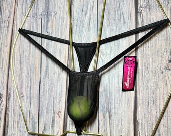jovanadesign V-front Extreme Micro String Black Mesh See Through Little Barely Cover Underwear Swimwear Handmade in UK