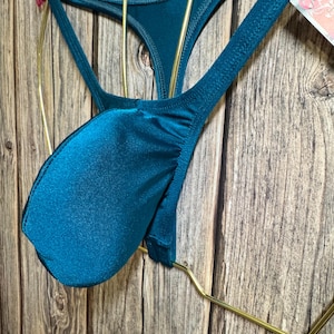 jovanadesign Big Bag Thong, Push Out Mens Big Bulge Holiday Beach Tanga - Mallard Solid - Swimsuit Underwear Swimwear Handmade in UK
