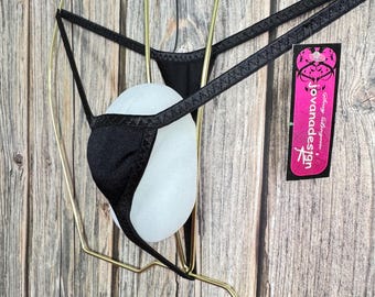 jovanadesign Nano of Nano Mens String Black Solid Extreme Little Micro Tiny Suit Skimpy Swimwear, Underwear Handmade in UK