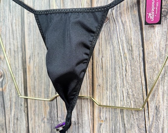 jovanadesign Mens Black Plug Back String Seamless K1 Swimwear Underwear Handmade in UK