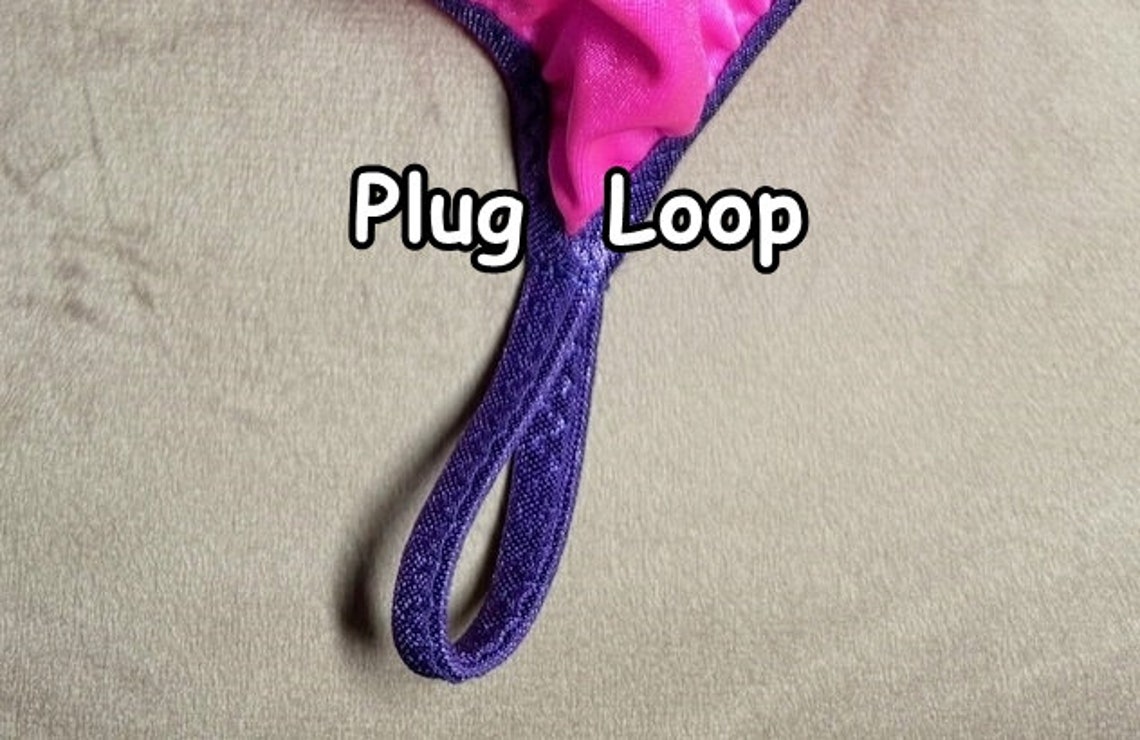 Jovanadesign Men’s Open Front Plug Back String Magenta Hologram Snake ...