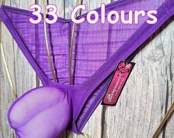 jovanadesign Micro 4D Gathered Rio Mens Bikini 33 Colours See Through Mesh Herren Tanga Swimwear Underwear Handmade in UK