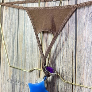 jovanadesign Traje de baño tipo tanga de chocolate con abertura frontal para hombre, ropa interior hecha a mano en el Reino Unido