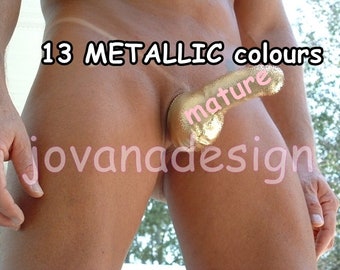 Strapless Glove Cover - Shine Metallic4-way stretch, Mens Shaft Rocket Missile, Different Length Shaft - Handmade in the UK