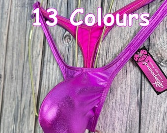 jovanadesign Big Bag Gathered Thong Push Out Mens Large Pouch Bulge Beach Suit 13 Colours Metallic Handmade in UK