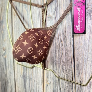 jovanadesign David Bulge String - Brown Print - Low Waist Micro Sexy Mens Enhancing Pouch Suit- Underwear Swimwear Handmade in UK