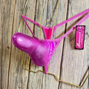 jovanadesign Amour Missile Mens String Cerise Metallic Rocket Underwear Swimwear Handmade in UK