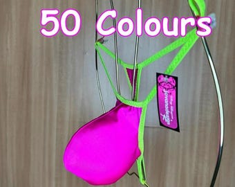 jovanadesign Big Bag Push Out Mens String, Big Bulge Enhancing Men Tanga, Tanning Suit, Plain Colours Swimwear Underwear Handmade in UK