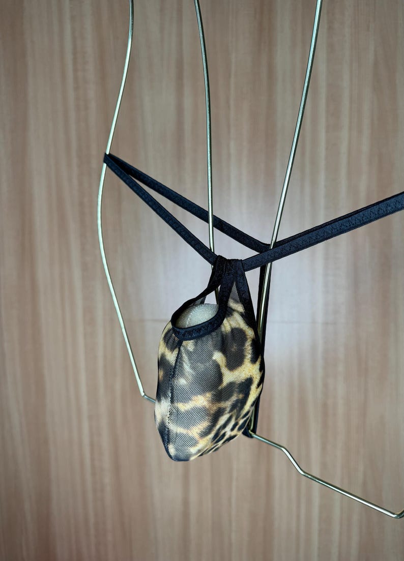 Jovanadesign fascinus String, Cheetah See Thru Mesh, Open Top Men Tanga