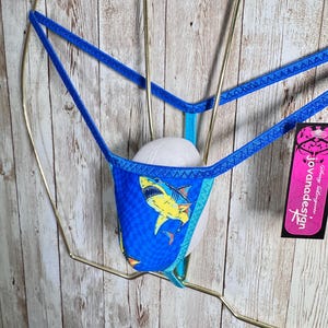 jovanadesign Ben Nano Micro Seamless String Sharks Royal Blue Turquoise Handmade in UK