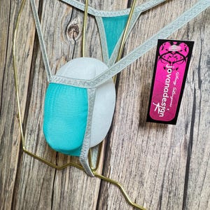 jovanadesign Nano String - Seafoam See Through Mesh - Lt Silver - Transparent Extremely Micro Mens Suit Swimwear Underwear -Handmade in UK