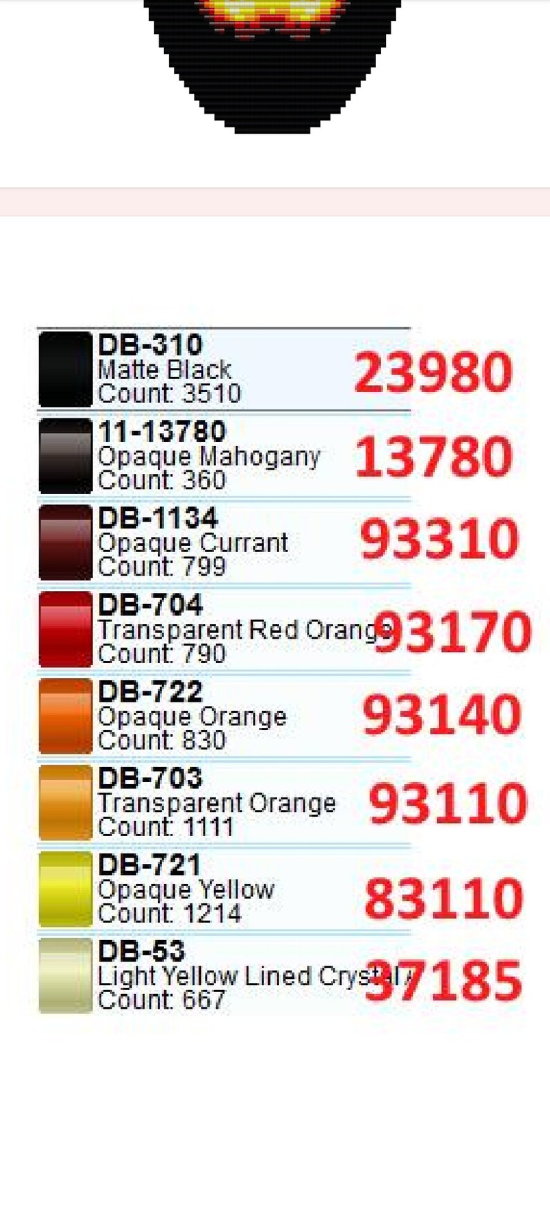 Opaque Color Code PDF Pattern for Creating a Choker Scull Fire, Bead Loom Pattern - Etsy