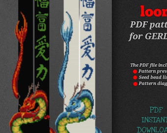 PDF pattern for creating a Gerdan Chinese dragon, bead loom pattern