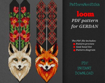 PDF pattern for creating a Totem Fox Gerdan, bead loom pattern